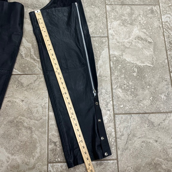 Vintage Hot Leathers Motorcycle Chaps Braided Trim Biker Womens Sz XS - Picture 5 of 9